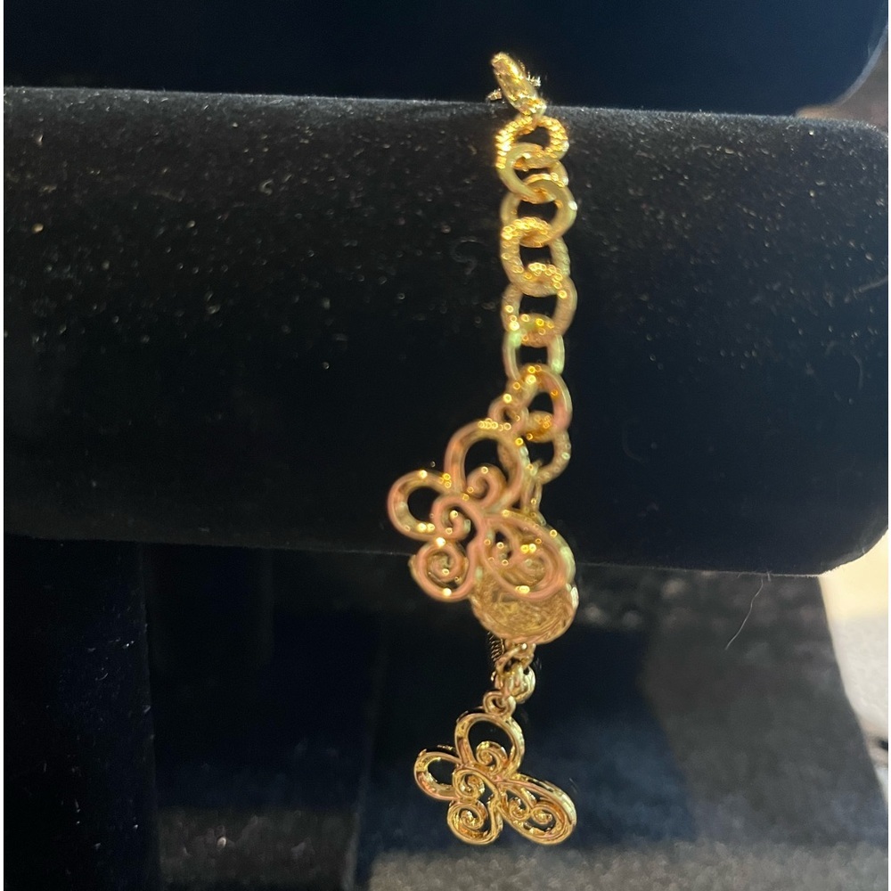 Gold Plated Charm Bracelet - Flowers - Picture 3 of 4